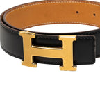 Hermes Constance Reversible Belt Black Gold Leather — view 4