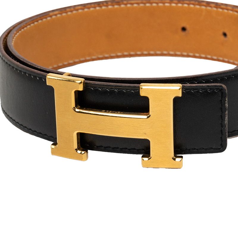 Hermes Constance Reversible Belt Black Gold Leather — view 4