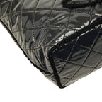 Chanel CC Logo Patent Toilette Chain Tote Shoulder Bag Black Silver Leather — view 5