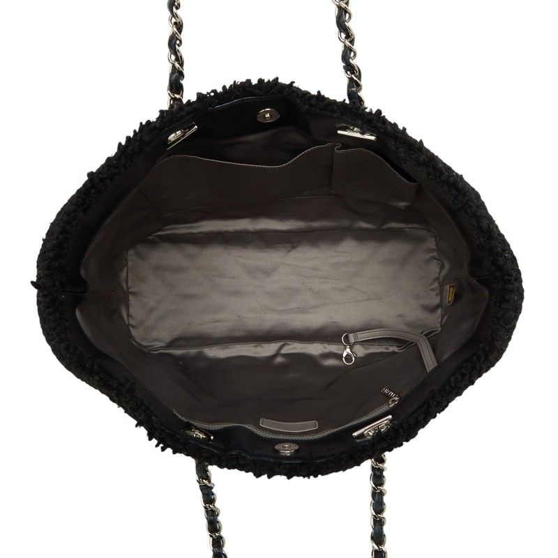 Chanel CC Logo Patent Toilette Chain Tote Shoulder Bag Black Silver Leather — view 8