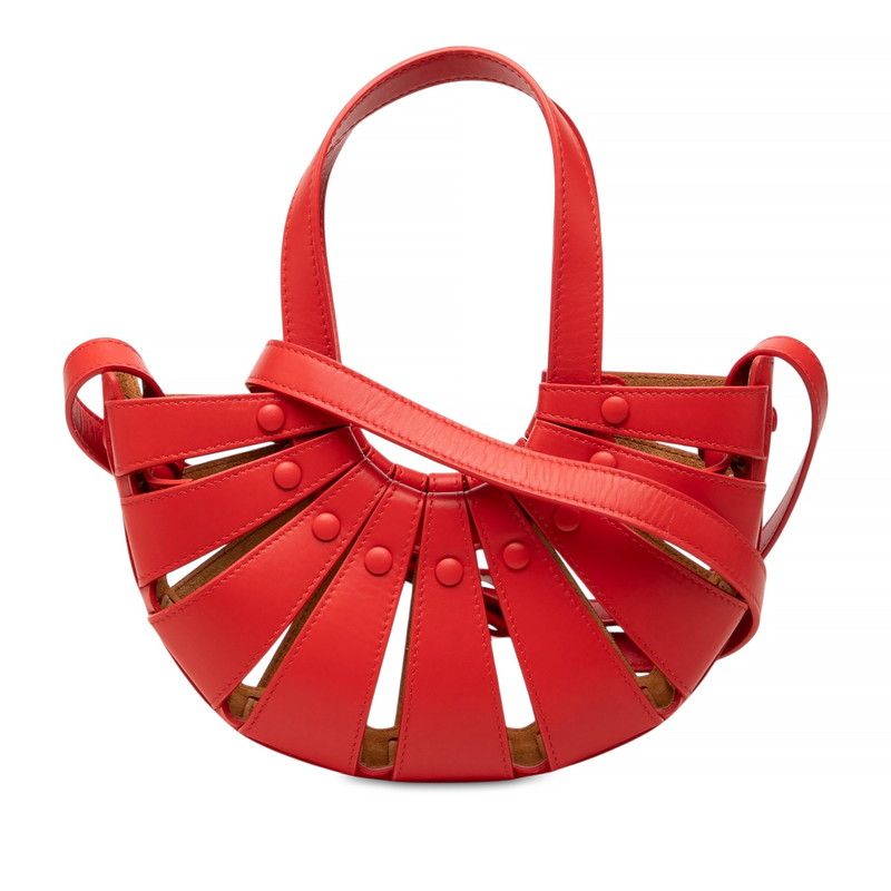 Bottega Veneta the Shell Shoulder Bag Drawstring Red Leather