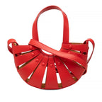 Bottega Veneta the Shell Shoulder Bag Drawstring Red Leather