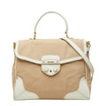 Prada 2-Way Shoulder Bag Beige White Canvas Leather