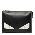 Fendi Bugs Monster Clutch Pouch Black Leather