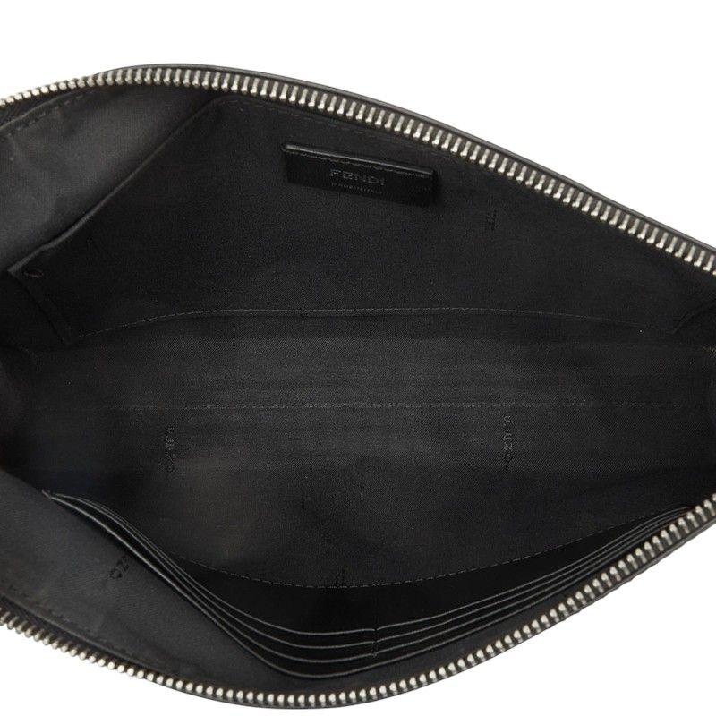 Fendi Bugs Monster Clutch Pouch Black Leather — view 6