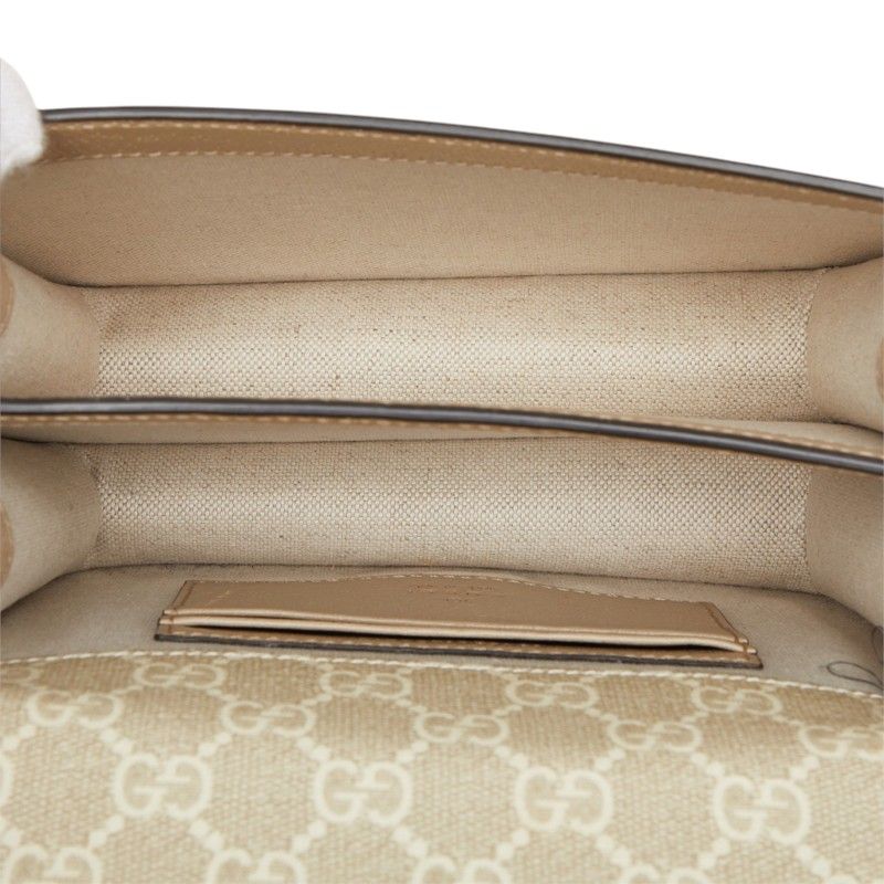 Gucci GG Supreme Crossbody Shoulder Bag Beige Leather — view 4
