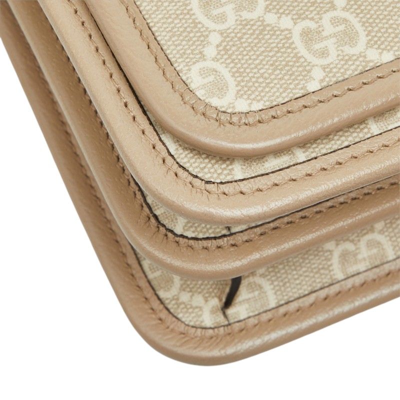 Gucci GG Supreme Crossbody Shoulder Bag Beige Leather — view 6