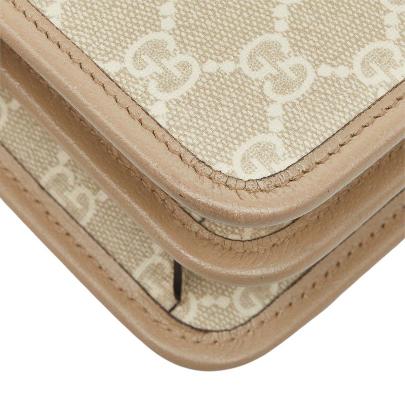 Gucci GG Supreme Crossbody Shoulder Bag Beige Leather — view 7