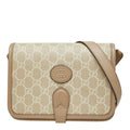 Gucci GG Supreme Crossbody Shoulder Bag Beige Leather