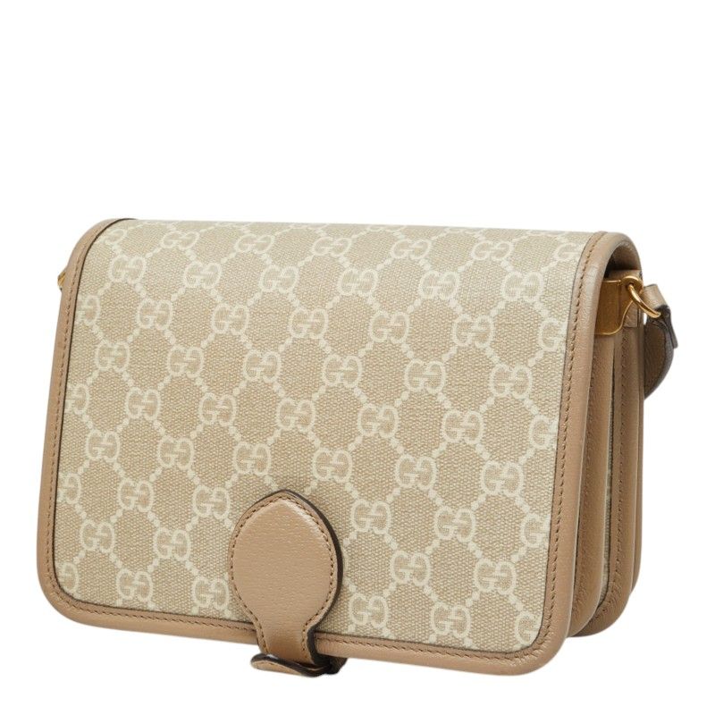 Gucci GG Supreme Crossbody Shoulder Bag Beige Leather — view 2