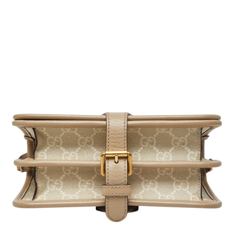 Gucci GG Supreme Crossbody Shoulder Bag Beige Leather — view 3