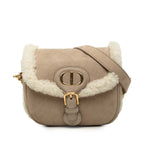 Dior Bobby Crossbody Shoulder Bag Beige Suede Shearling