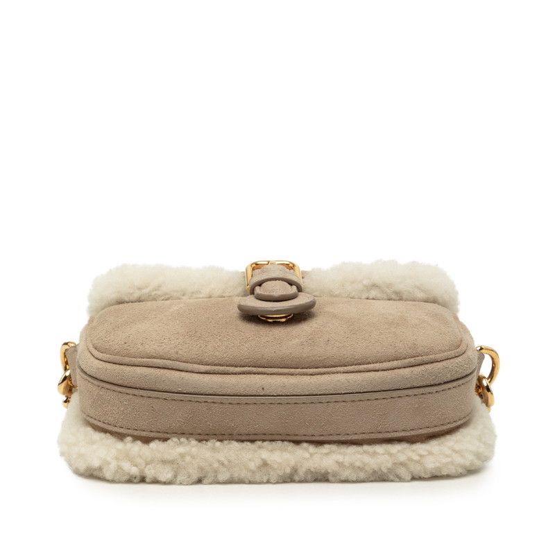 Dior Bobby Crossbody Shoulder Bag Beige Suede Shearling — view 3