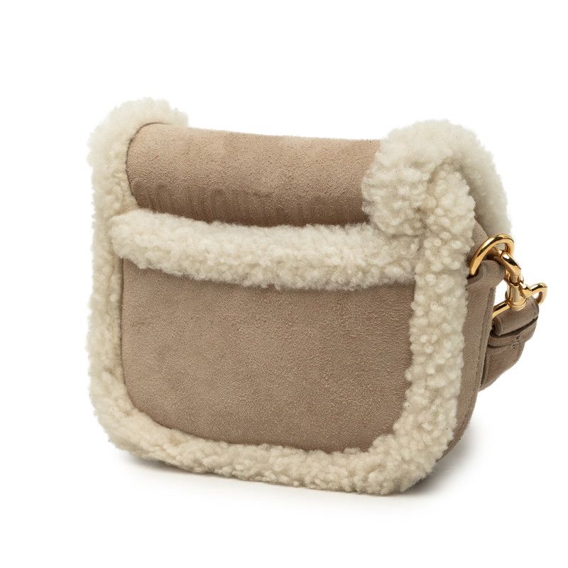 Dior Bobby Crossbody Shoulder Bag Beige Suede Shearling — view 2