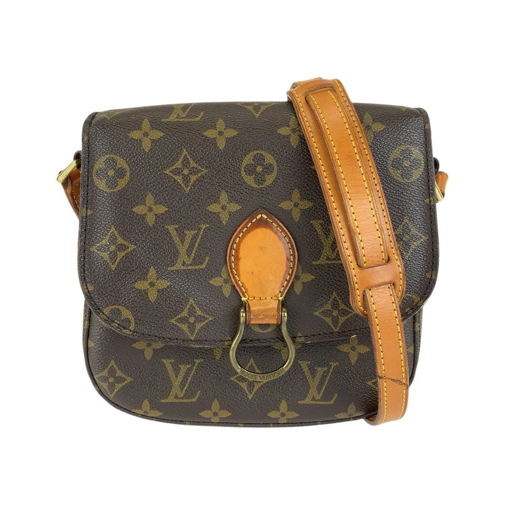 Louis Vuitton Monogram Saint-cloud MM Shoulder Bag Pochette Brown Gold Leather