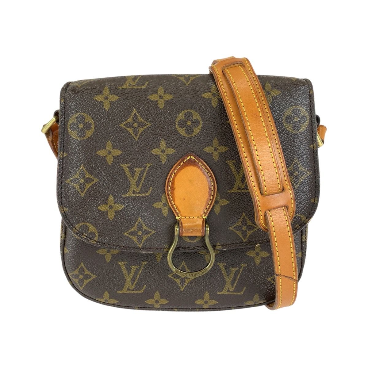 Louis Vuitton Monogram Saint-cloud MM Shoulder Bag Pochette Brown Gold Leather
