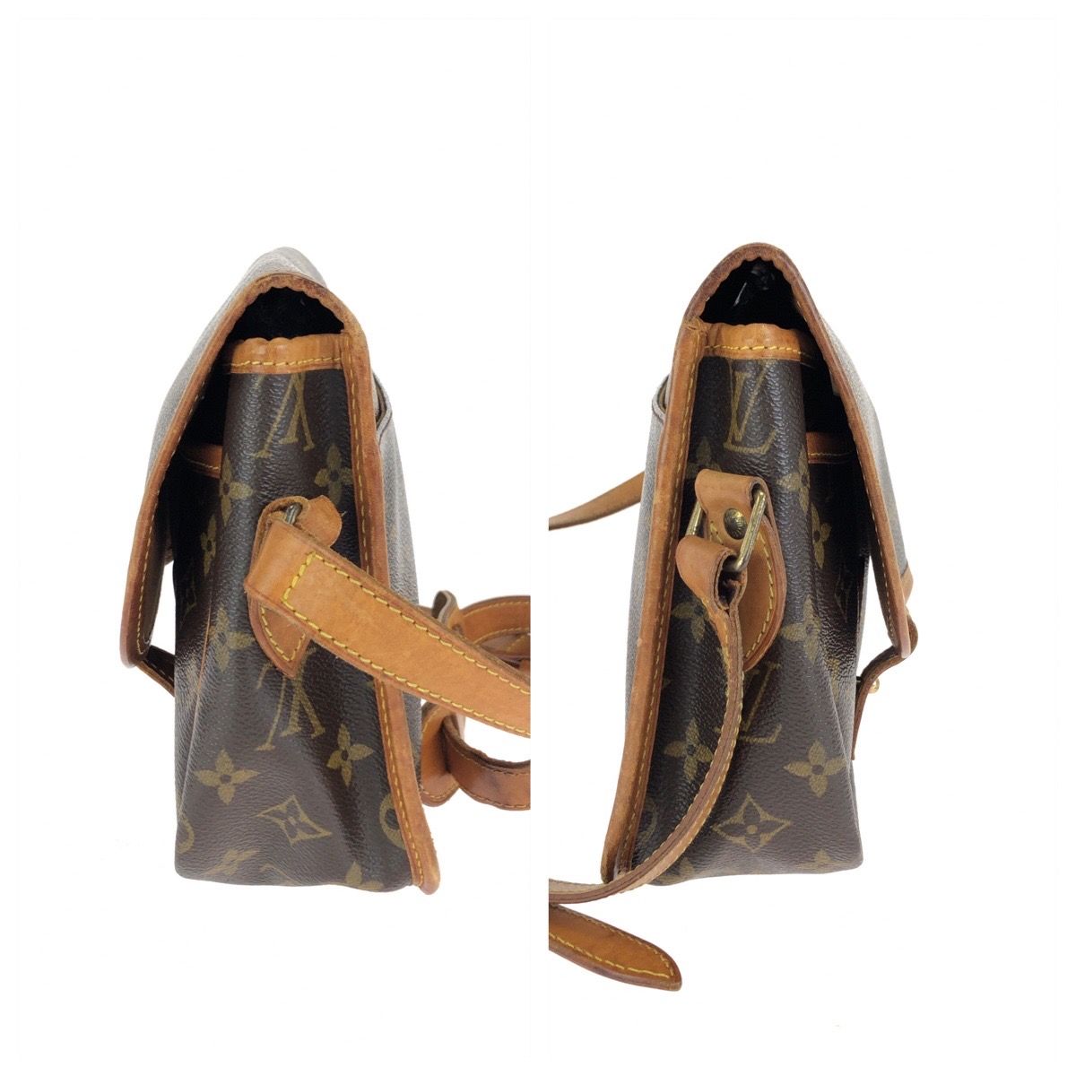 Louis Vuitton Monogram Gibeciere MM Shoulder Bag Brown Gold Leather — view 8