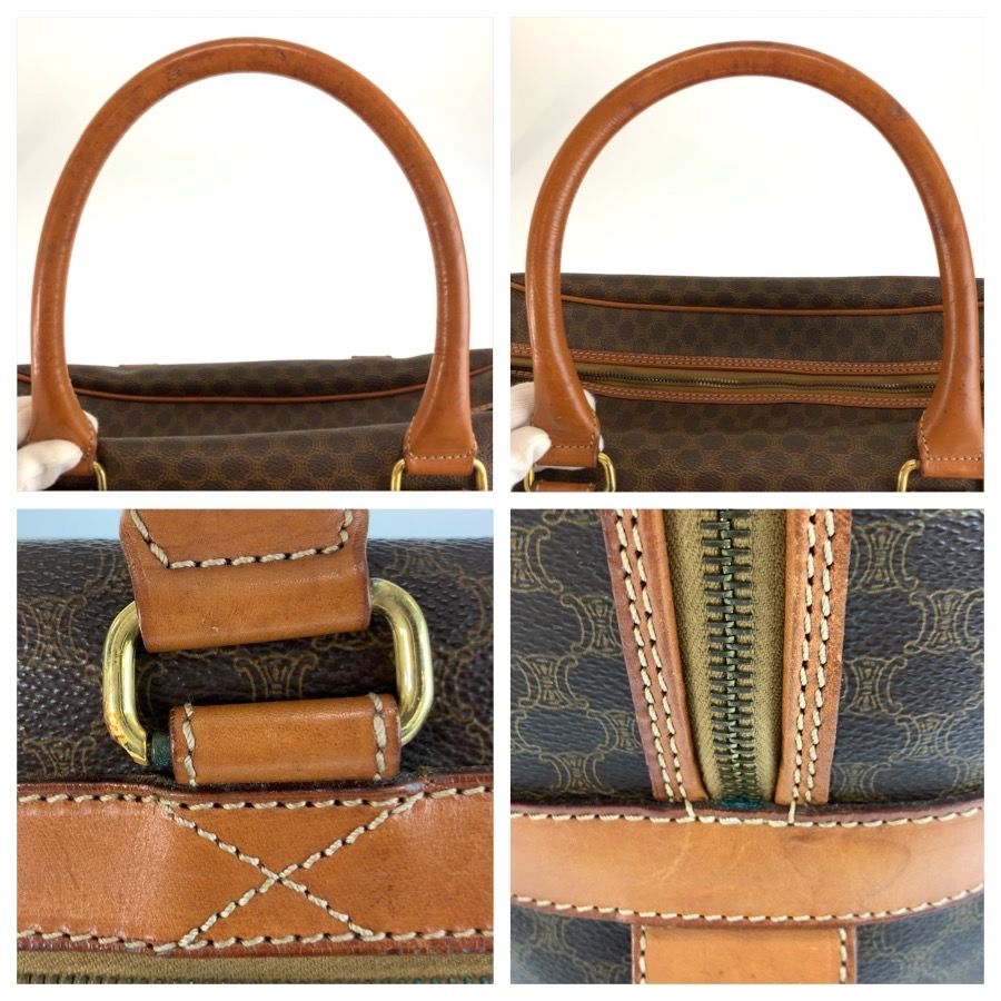 Celine Macadam Boston Bag Brown Gold Leather — view 6