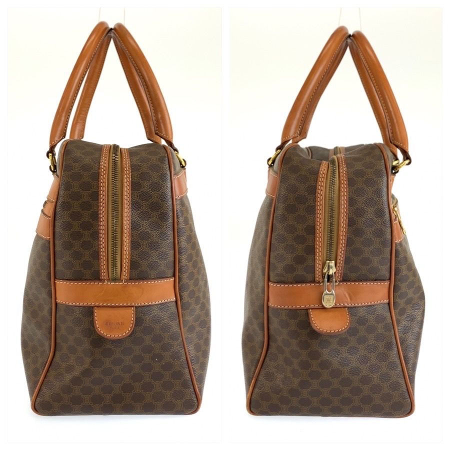 Celine Macadam Boston Bag Brown Gold Leather — view 8