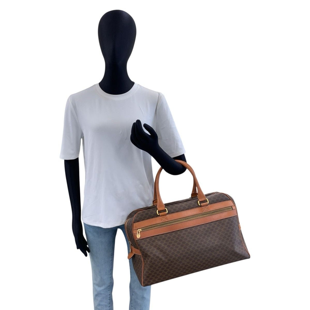 Celine Macadam Boston Bag Brown Gold Leather — view 7