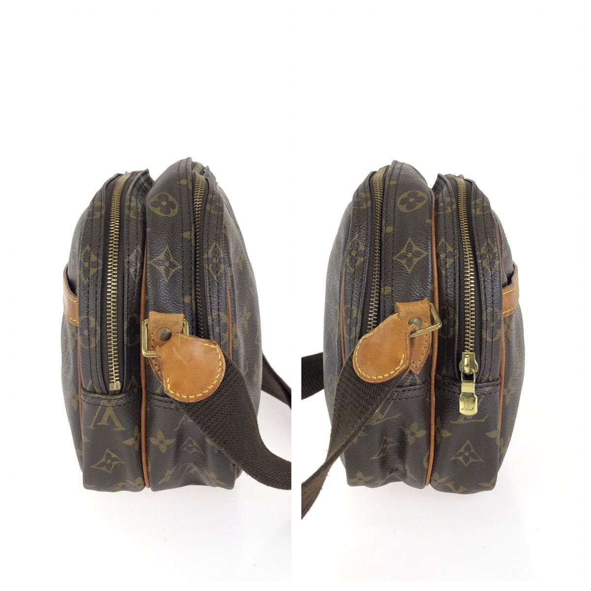 Louis Vuitton Monogram Reporter PM Shoulder Bag Brown Gold Leather — view 8