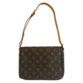 Louis Vuitton Monogram Musette Tango Shoulder Bag Brown Gold Leather