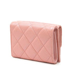 Chanel Quilted CC Logo Trifold Wallet Compact Pink Caviar Leather — view 2