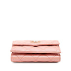 Chanel Quilted CC Logo Trifold Wallet Compact Pink Caviar Leather — view 3