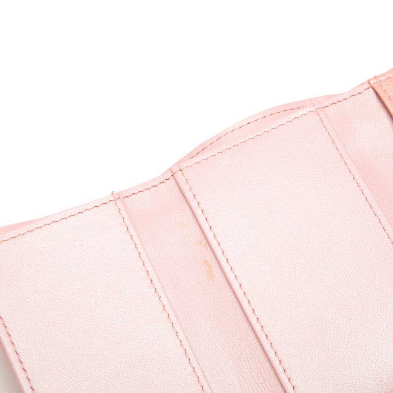 Chanel Quilted CC Logo Trifold Wallet Compact Pink Caviar Leather — view 8