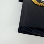 Prada Tessuto Triangle Logo Chain Handle Handbag Nylon Black Gold Vintage — view 7