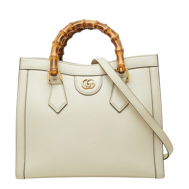 Gucci GG Marmont Bamboo Diana Small 2-Way Shoulder Bag White Leather