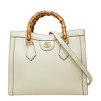 Gucci GG Marmont Bamboo Diana Small 2-Way Shoulder Bag White Leather