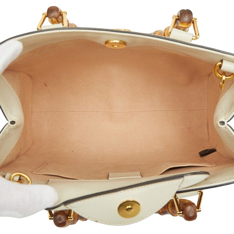 Gucci GG Marmont Bamboo Diana Small 2-Way Shoulder Bag White Leather — view 8