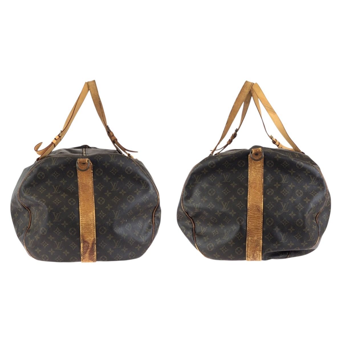 Louis Vuitton Monogram Sac Polochon Boston Bag Brown Gold Leather — view 8