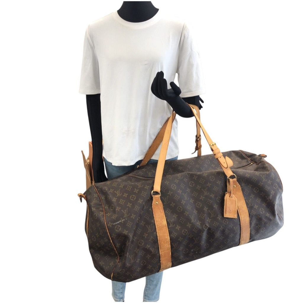 Louis Vuitton Monogram Sac Polochon Boston Bag Brown Gold Leather — view 7