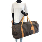 Louis Vuitton Monogram Sac Polochon Boston Bag Brown Gold Leather — view 7
