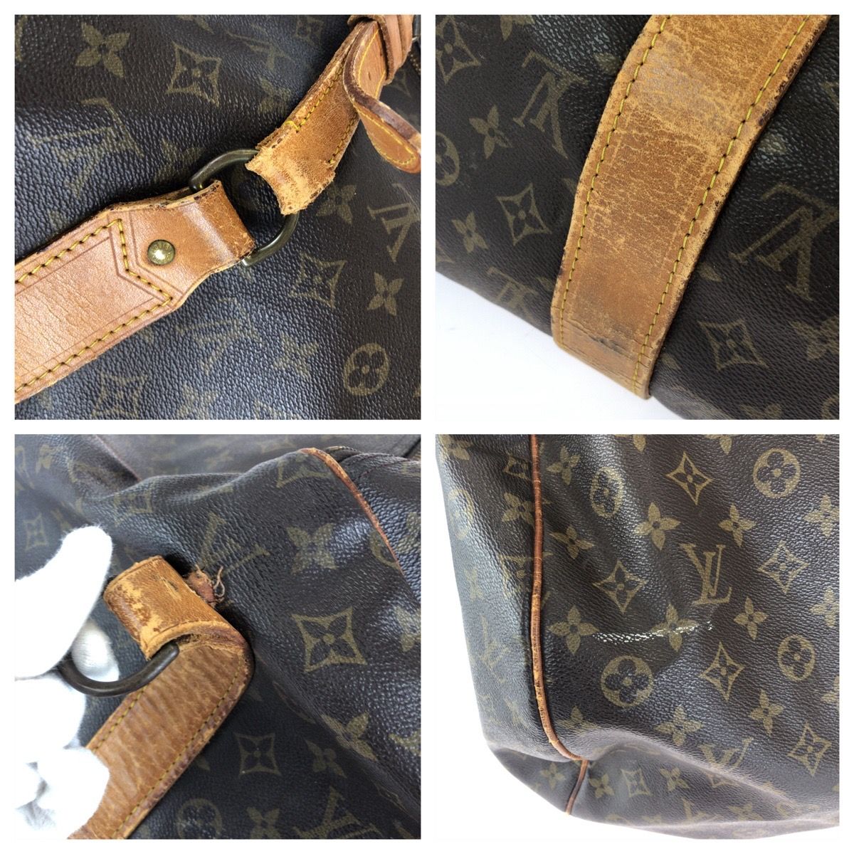 Louis Vuitton Monogram Sac Polochon Boston Bag Brown Gold Leather — view 5