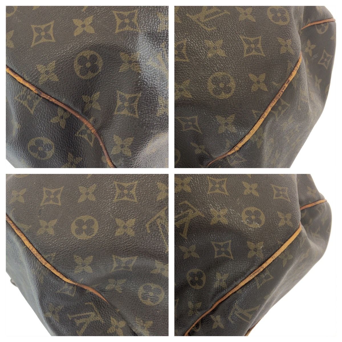 Louis Vuitton Monogram Sac Polochon Boston Bag Brown Gold Leather — view 3