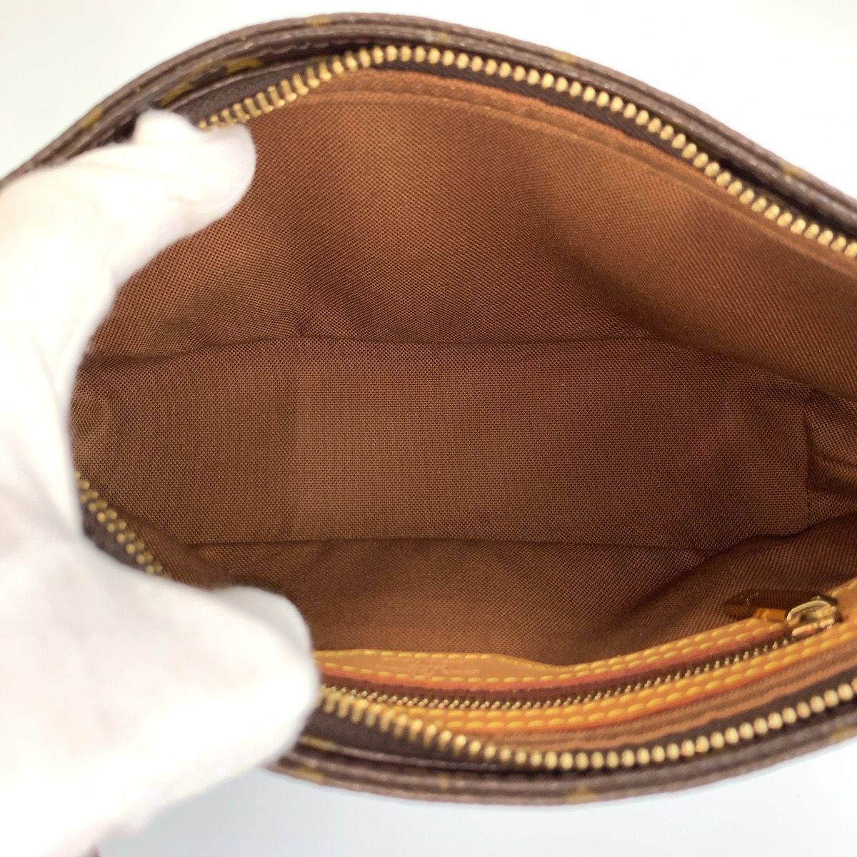 Louis Vuitton Monogram Trotteur Shoulder Bag Pochette Brown Gold Leather — view 8