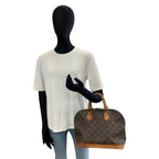 Louis Vuitton Monogram Alma Handbag Brown Gold Leather — view 6
