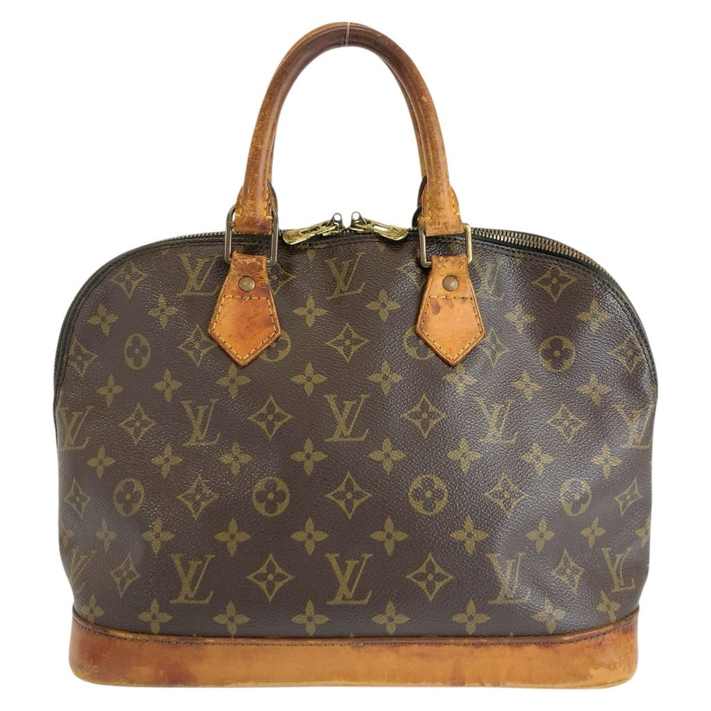 Louis Vuitton Monogram Alma Handbag Brown Gold Leather