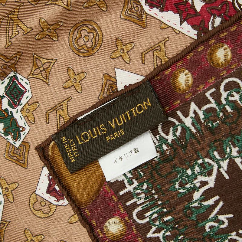 Louis Vuitton Carre Monogram Map Scarf Brown Multicolor Silk — view 3