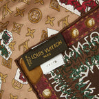Louis Vuitton Carre Monogram Map Scarf Brown Multicolor Silk — view 3