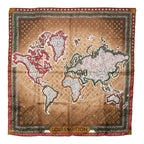 Louis Vuitton Carre Monogram Map Scarf Brown Multicolor Silk