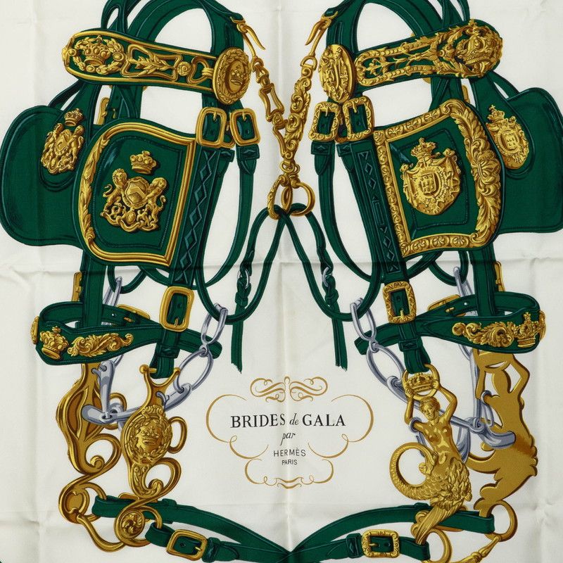 Hermes Carre 90 Brides de Gala Ceremonial Bridle Scarf Large Format Green — view 2