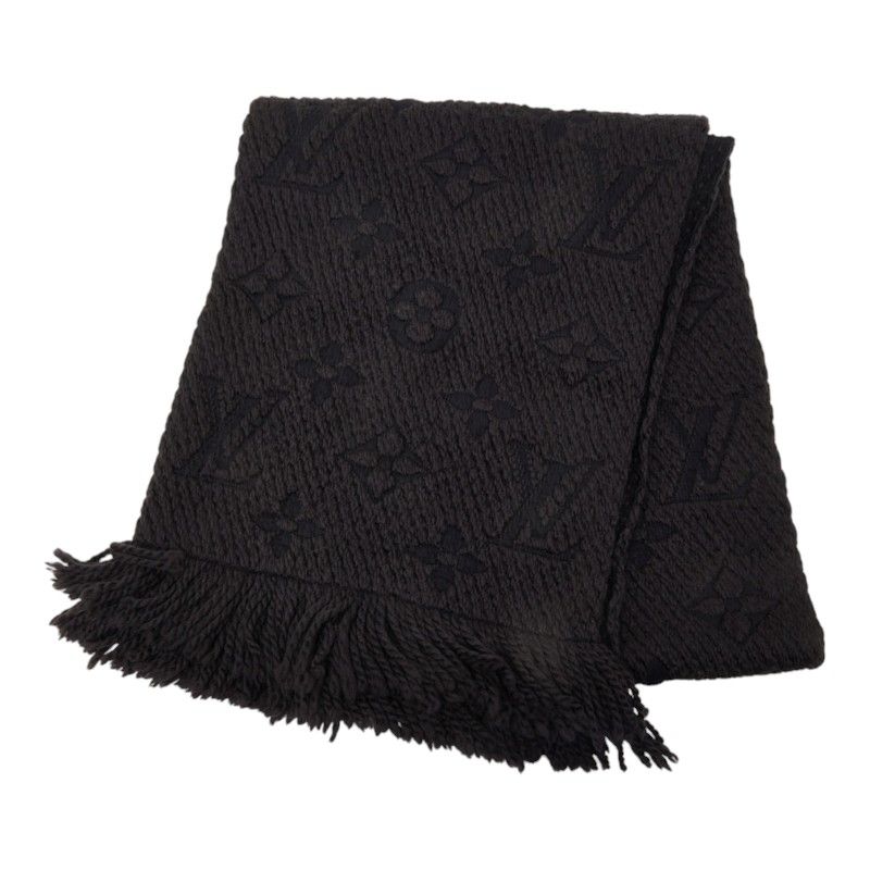 Louis Vuitton Logomania Scarf Black Wool Silk