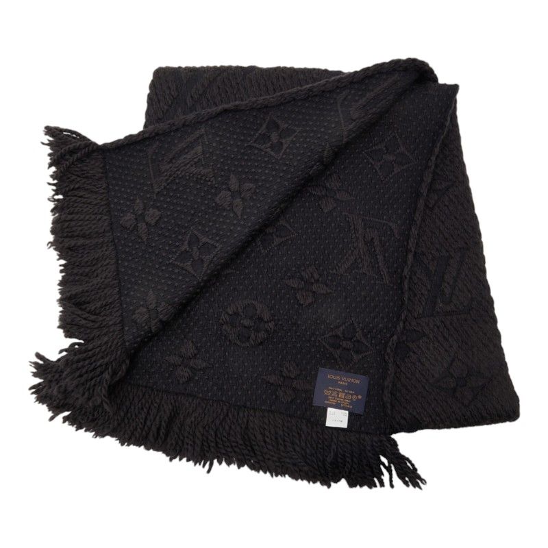 Louis Vuitton Logomania Scarf Black Wool Silk — view 2