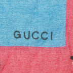 Gucci Eye Motif Shawl Large Blue Multicolor Rayon Silk Scarf — view 5
