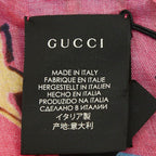 Gucci Eye Motif Shawl Large Blue Multicolor Rayon Silk Scarf — view 6