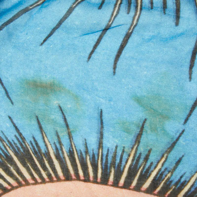 Gucci Eye Motif Shawl Large Blue Multicolor Rayon Silk Scarf — view 2